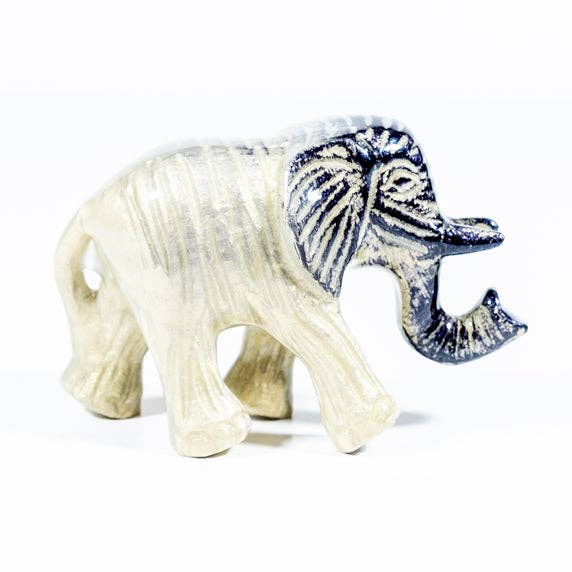 Brushed Silver Walking Elephant Medium 10 cm for wholesale by Tilnar Art
