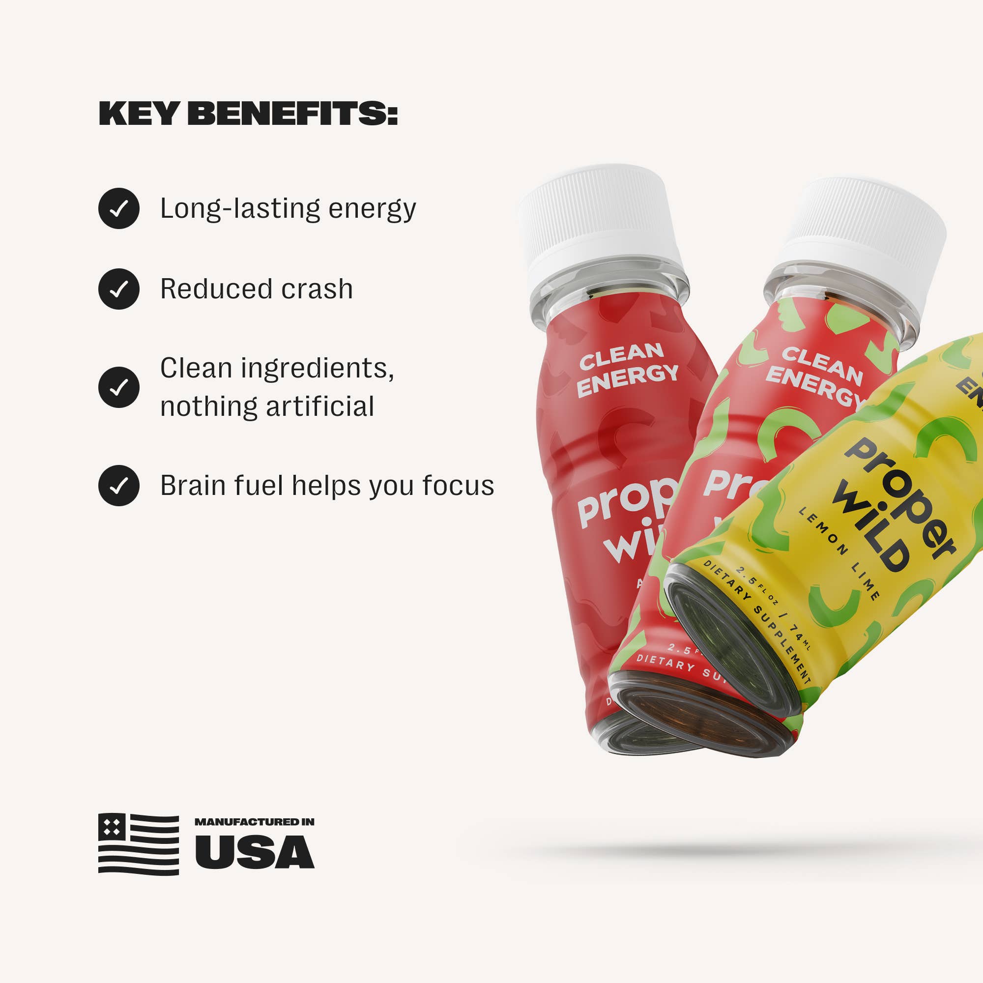 Proper Wild - Wholesale Sports/Energy Drink - Proper Wild Clean Energy & Focus Shots (6-Pack)1