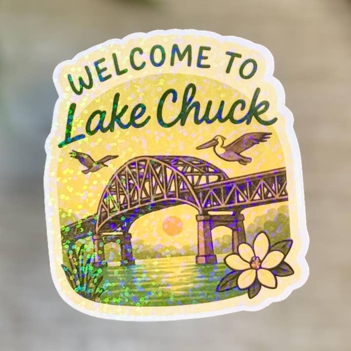 Lake Charles Louisiana Bridge Vinyl Decal for wholesale by The Wayward Finch