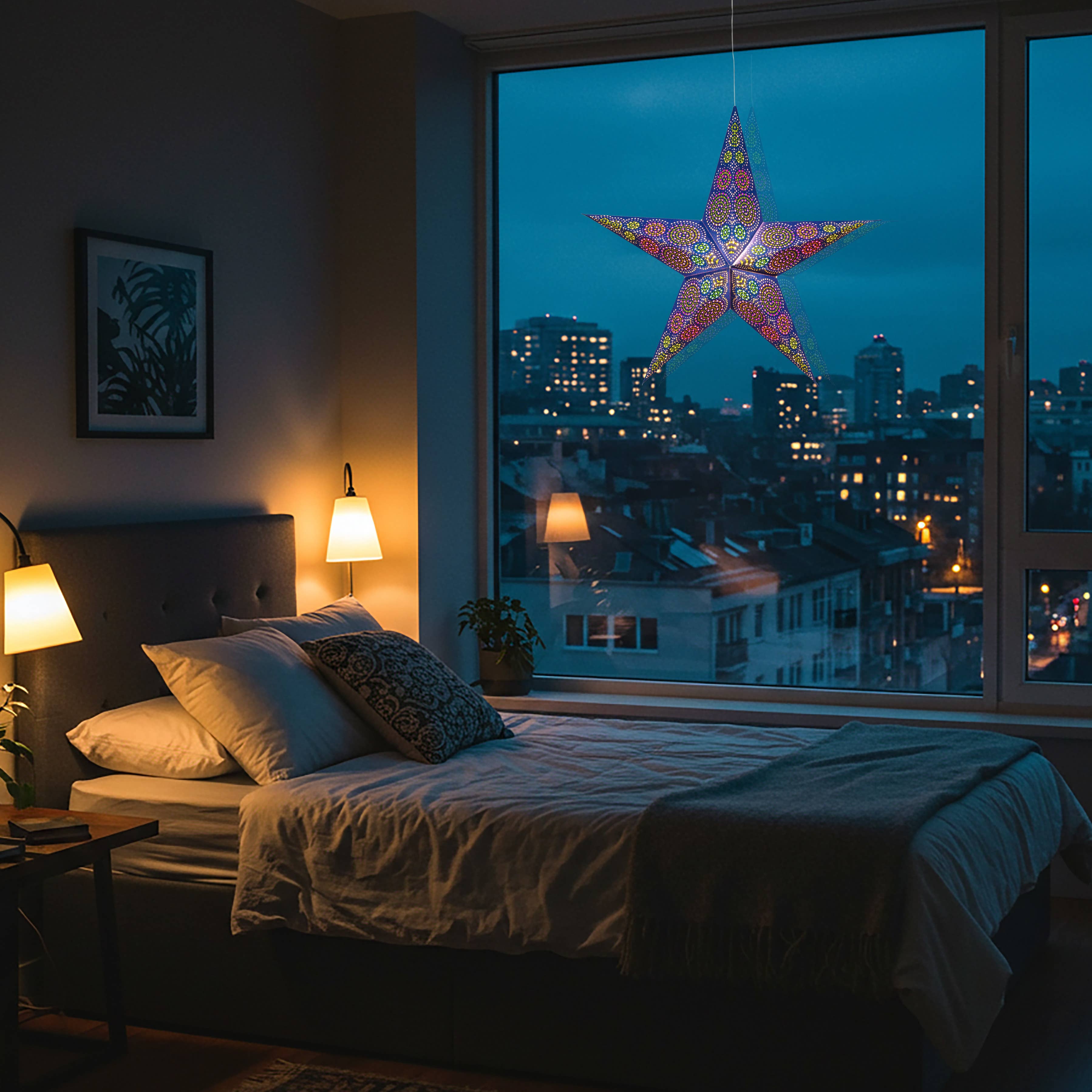 Artschatz LLC - Vendita all'ingrosso Lanterne/lampade di carta - Caleidoscopio ~ 5 puntatore, luce blu a forma di lanterna a forma di stella, 61 cm1