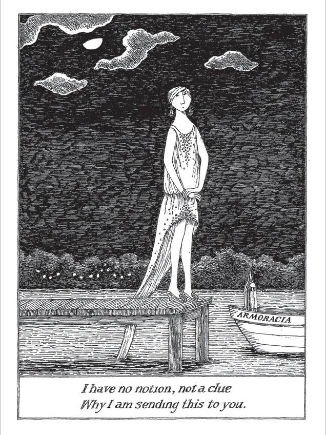 Edward Gorey: I Have No Notion, Not a Clue Notecard for wholesale by Pomegranate