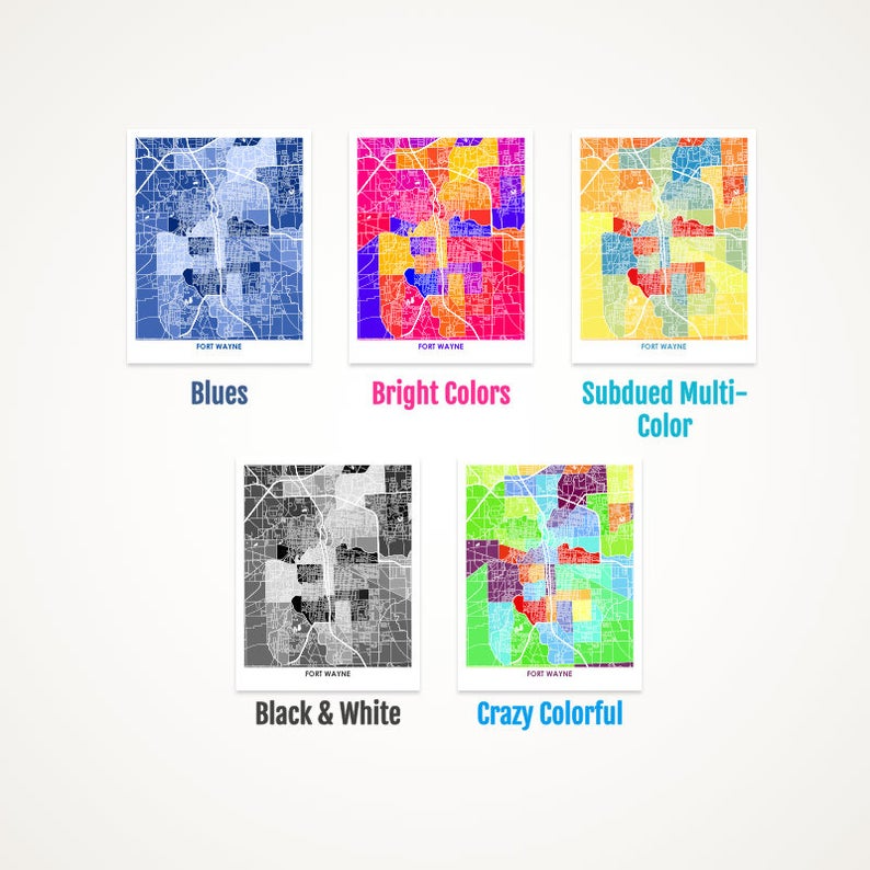 Juanita's Adventures - Wholesale Art Print - Juanitas Fort Wayne Map Print1