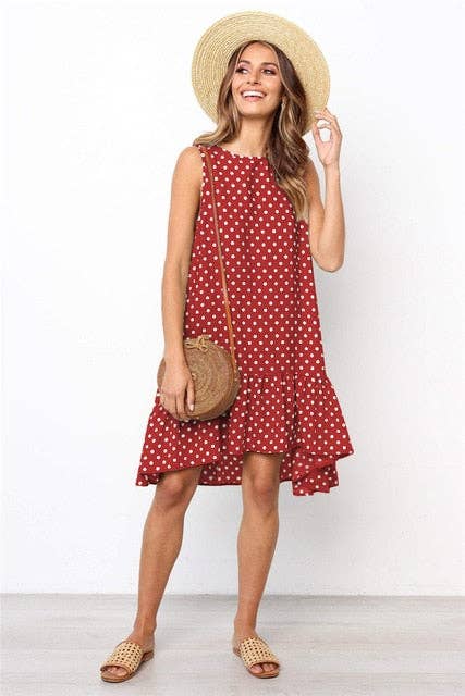 Sharon Tatem Fashion LLC - Wholesale Dress - Women's - Dress Sexy Boho Beach Sundress Women Floral Printed Polka Dot0