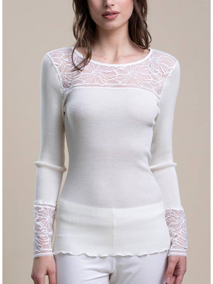 White VITTORIA B 8572-CAMISETA ENCAJE LANA Y SEDA for wholesale on Faire