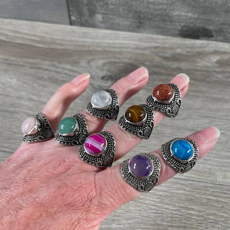Keystone Crystals - Wholesale Cocktail/Statement Ring - Assorted Gemstone Rings in Pot Metal – Mixed Sizes18