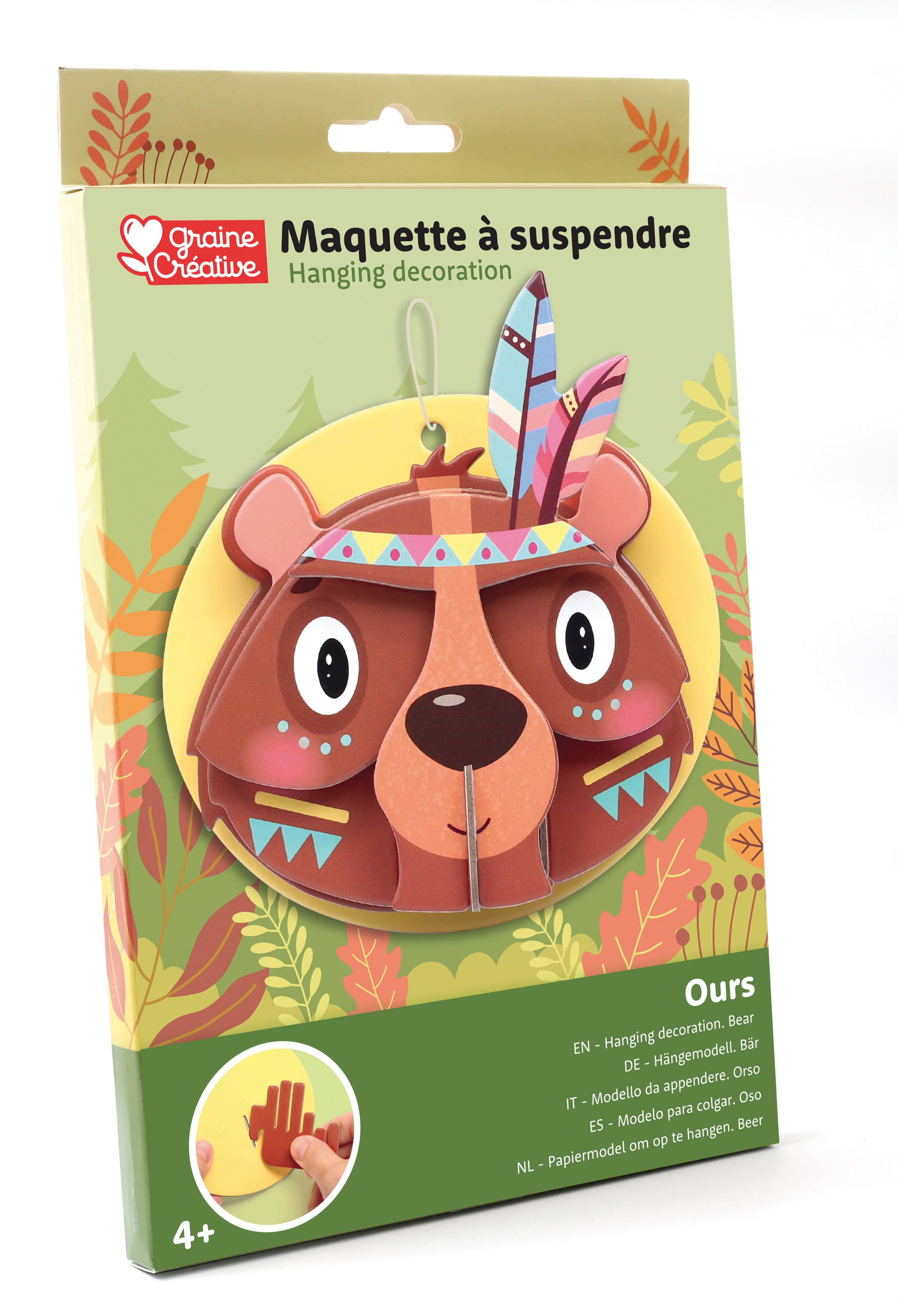 Graine Créative - Venta al por mayor Kit de manualidades - Niños - MAQUETA COLGANTE OSO 3D CARTÓN1