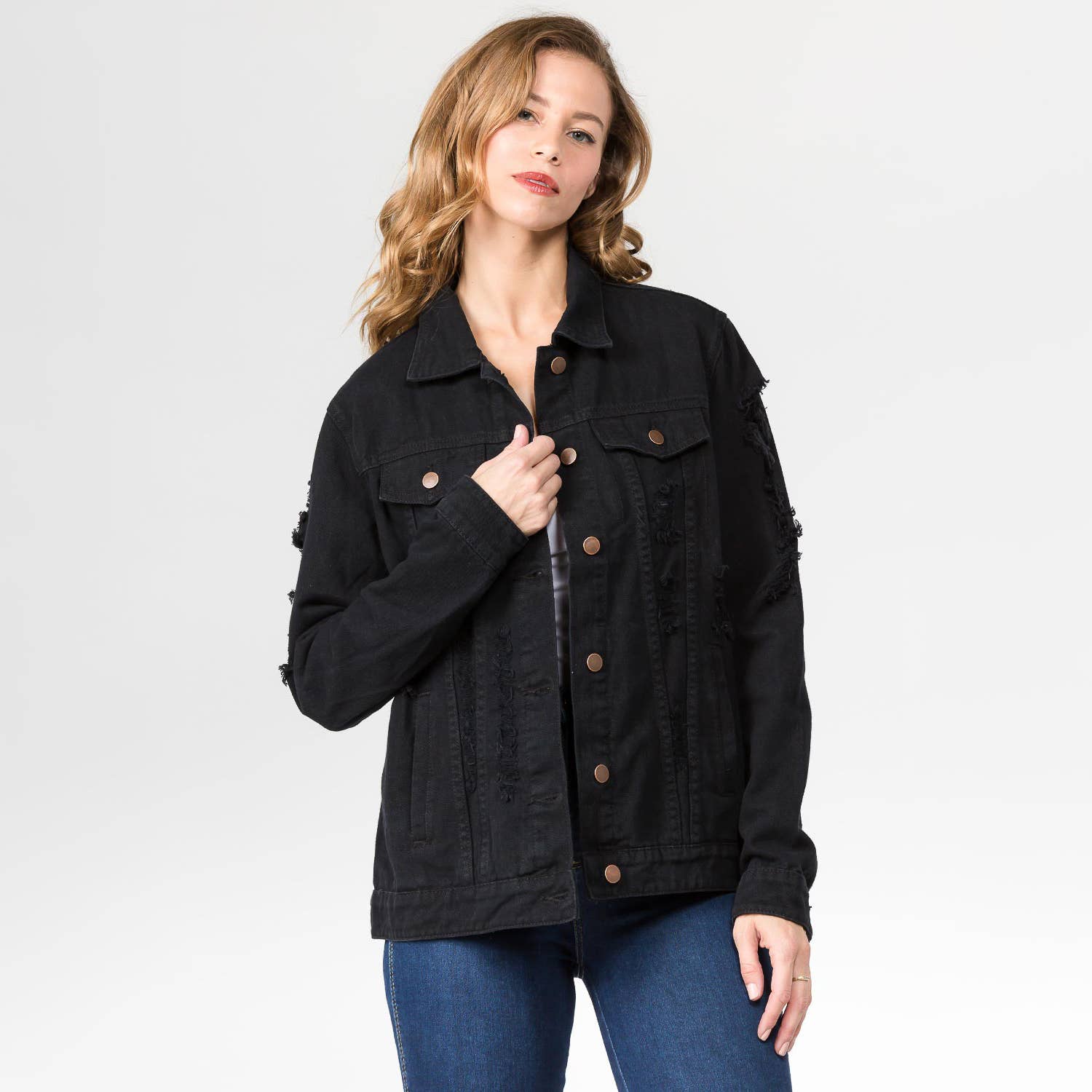 American Bazi - Venta al por mayor Cazadora vaquera - Mujer - Chaqueta vaquera con desgaste en la espalda - American Bazi7