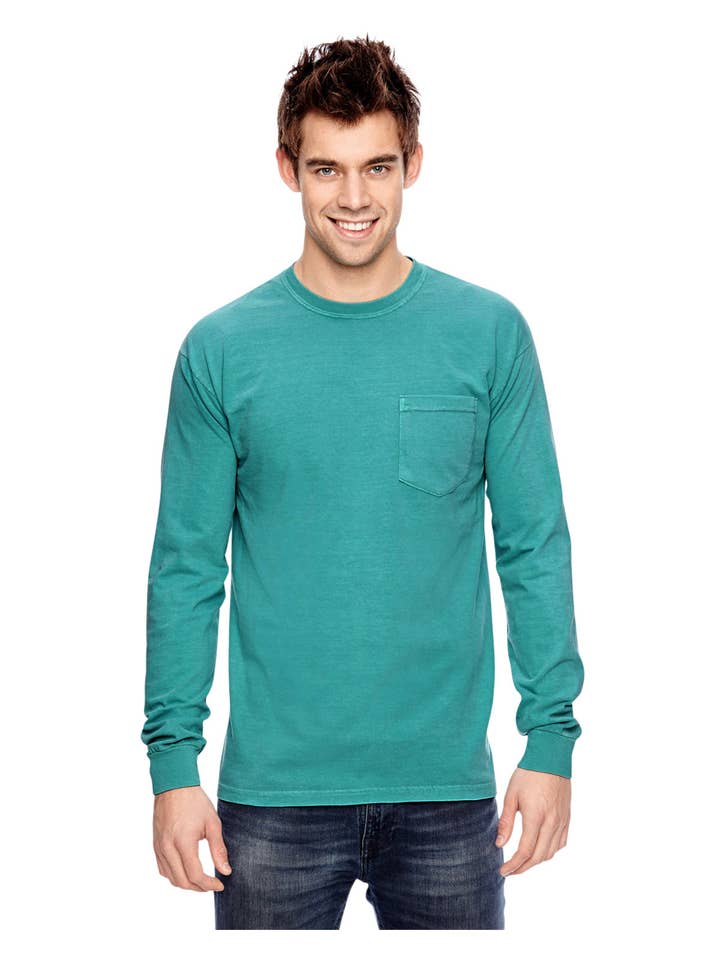Total Apparel - Wholesale T-Shirt - Men's - Comfort Colors Garment-Dyed Long-Sleeve Pocket T-Shirt C441021