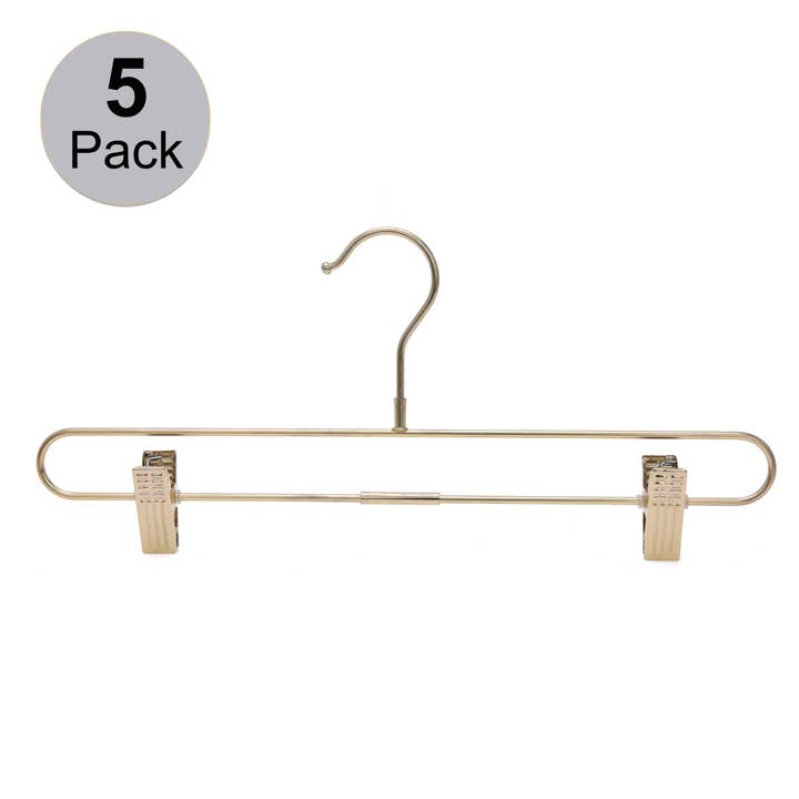Quality Hangers - Wholesale Clothes Hangers - M073 Gold Straight Hangers Heavy Duty with Clips - 100 Pcs