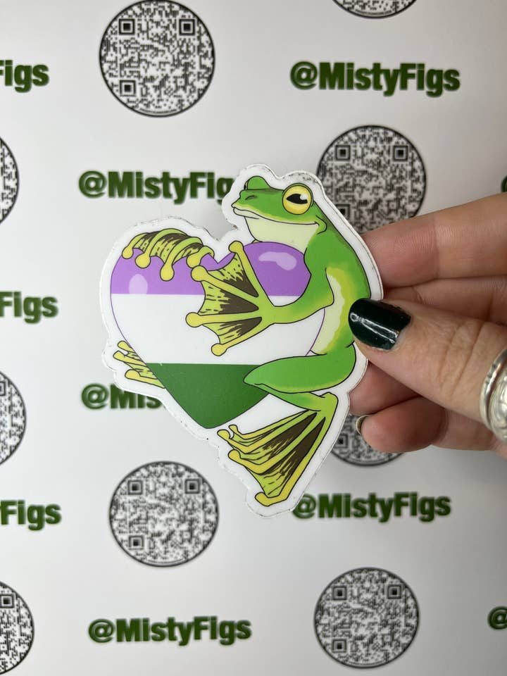 Vinyl klistermärke - Pride Heart Frog - 12 olika flaggor - Vattenflaska Laptop Scrapbook Planner Bujo Gift Vattentät Matt eller Holo för wholesale av Misty Figs