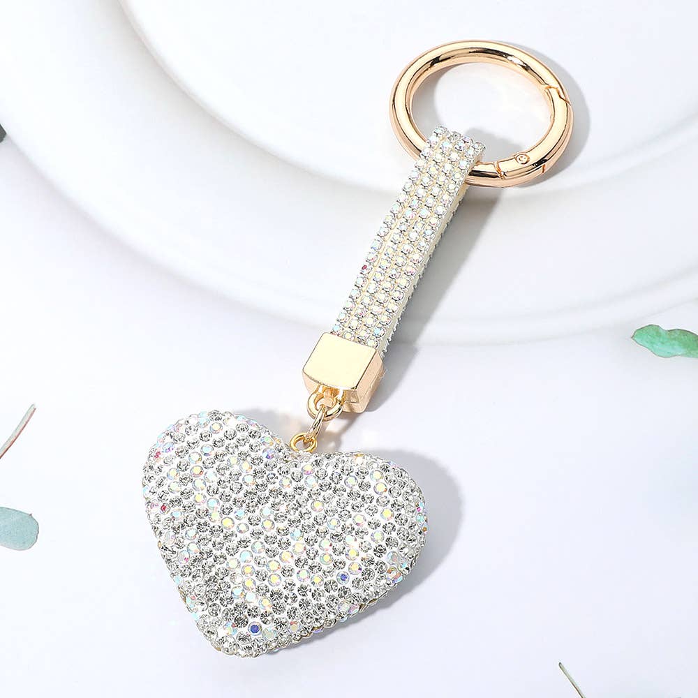 Sensibling Corp. – Engroshandel Nøglering - Dame – Bling-besat hjerte nøglering / taskesmykke0