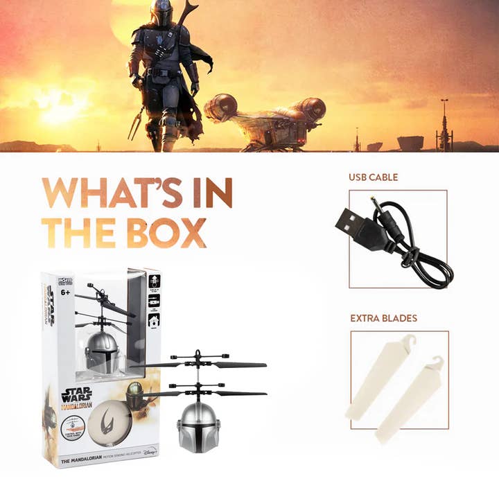 World Tech Toys - Wholesale Toy Plane - Kids - Star Wars The Mandalorian Mando Helmet UFO Helicopter
