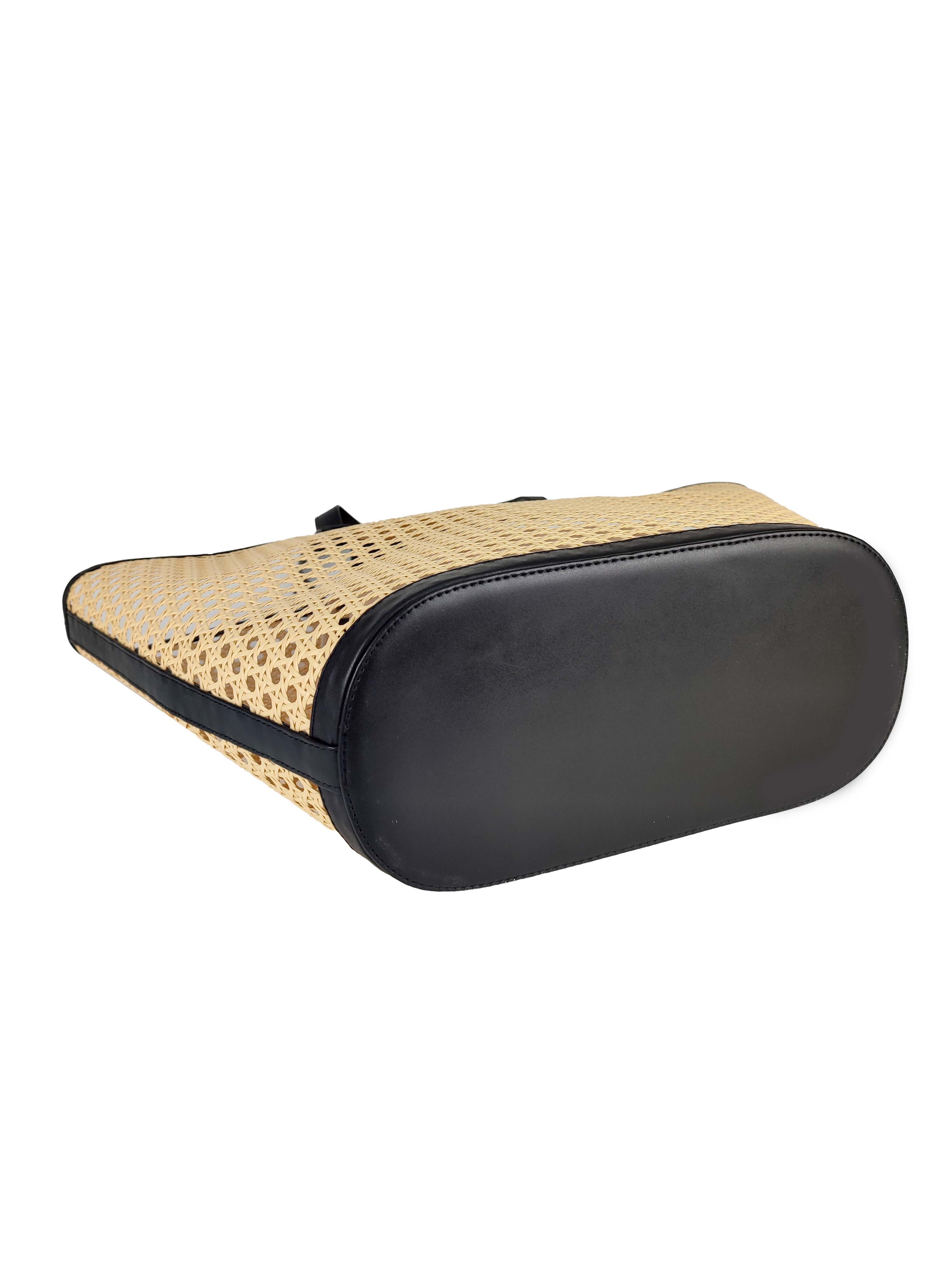 Florence Leather - Wholesale Beach Bag - Rattan handbag with leather details2