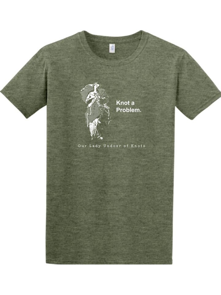 Sock Religious - Wholesale Screen Printed T-Shirt - Unisex - Knot a Problem - Our Lady Undoer of Knots Adult T-shirt