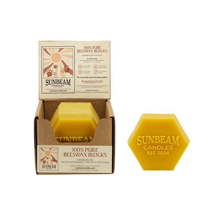 Sunbeam Candles, Inc - Wholesale Craft Supplies - 6.5 oz. Bulk Beeswax Blocks (6-ct case) 1
