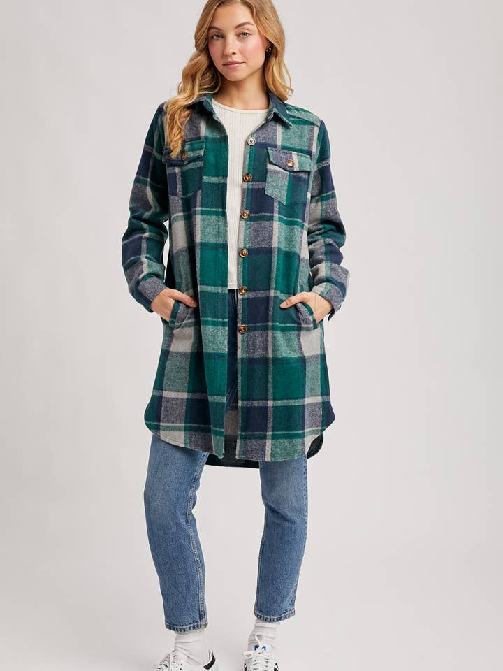 Bluivy - Wholesale Shirt Jacket/Shacket - Women’s - FLANNEL PLAID LONGLINE SHACKET7