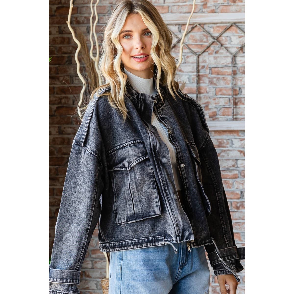 Veveret – Casaco de ganga - Mulher por atacado – Blusão Denim Utility de Bolso Duplo13