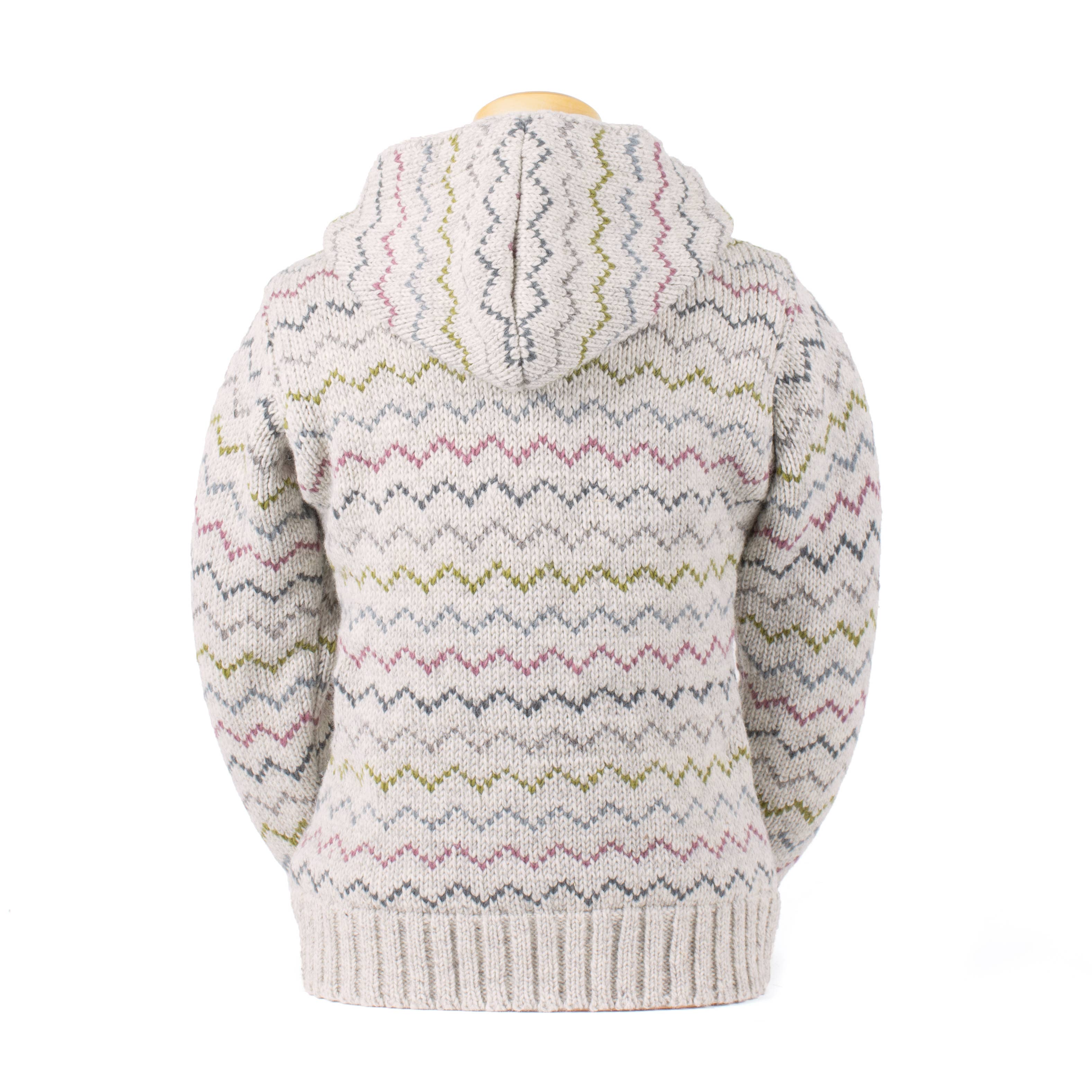 Lost Horizons Knitwear – Ships from USA - Vente Pull en maille – femme - Hoodie en laine à chevrons pour femme Ziggy1