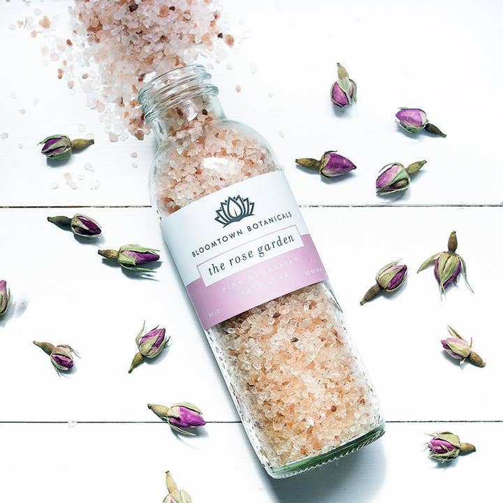 Bloomtown – wholesale Bath soak/milk – Pink Himalayan Salt Soak - The Rose Garden (Musk Rose & White Florals)1