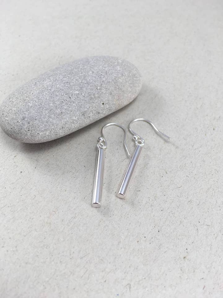 Recycled Sterling Silver Bar Dangle Earrings for wholesale by Matt Brewer Jewellery