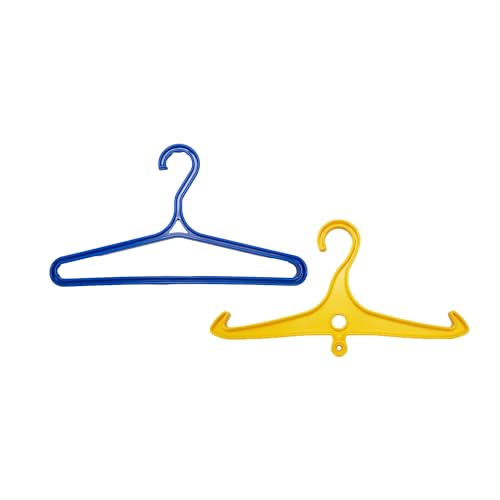Scuba Choice Våtdräkt & Torrdräkt Galge Paket – Bredaxlad Galge (Blå) + Halkfri DIN Gänga Galge (Gul) för BCD, Våtdräkter & Dykutrustning Förvaring, Torkning & Organisation för wholesale av Scuba Choice