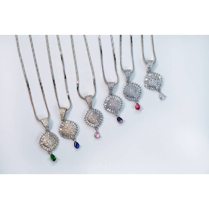 Conjunto de Colar e Brincos de Zircónio com Diamante, Polimento de Ródio por atacado de Vastrabhushan