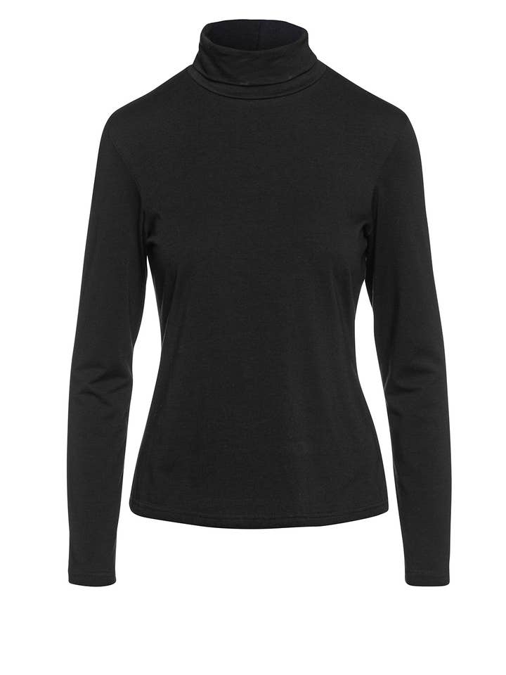 Langærmet Polo Neck Jumper sort for engroshandel hos conquista