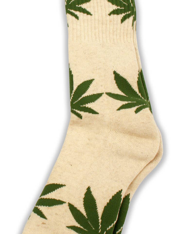 Hemptopia - Vente Chaussettes – unisexe - Chaussettes en chanvre Hemptopia, motif feuille de chanvre