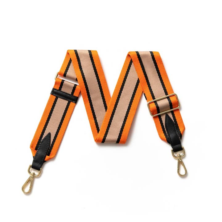 MONTTE DI JINNE - Vente Sangle pour sac – femme - Sangle de sac avec texture en toile et extrémités en cuir - Rayure sportive8