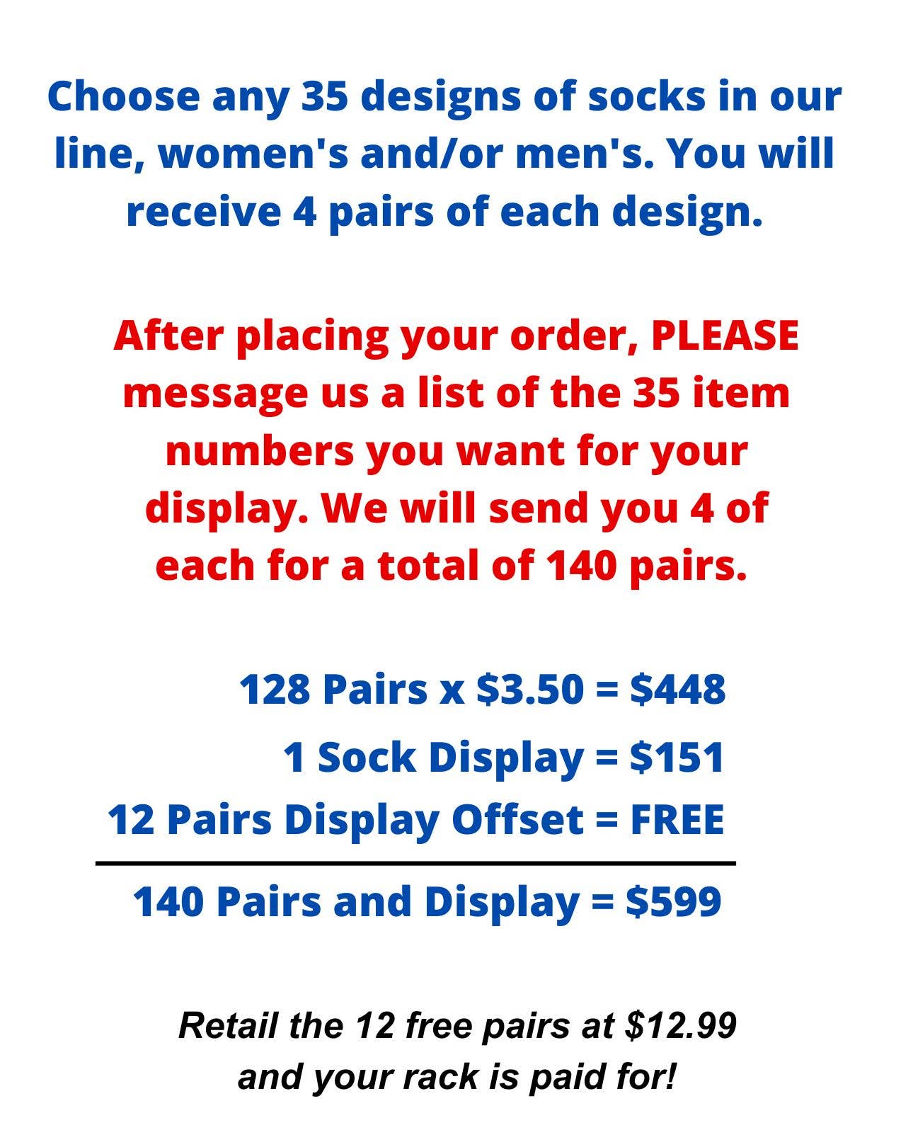 Fabdaz - Wholesale Retailer Display - Apparel - Compact Socks Display Package - Includes 140 Pairs of Socks1