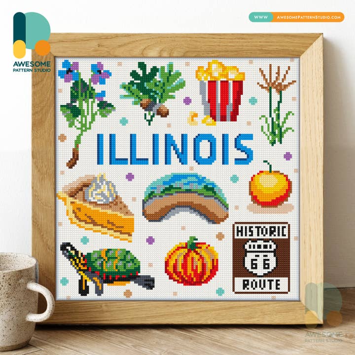 DS1889-120x120 Illinois Collection, Diamond Painting Kit for wholesale by Awesome Pattern Studio