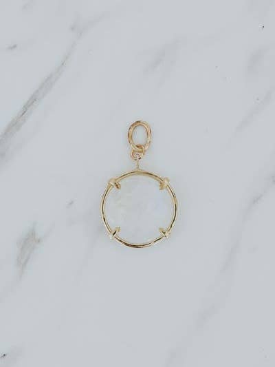 Moonstone Crystal Ball Charm | 14k for wholesale by Wings Hawaii