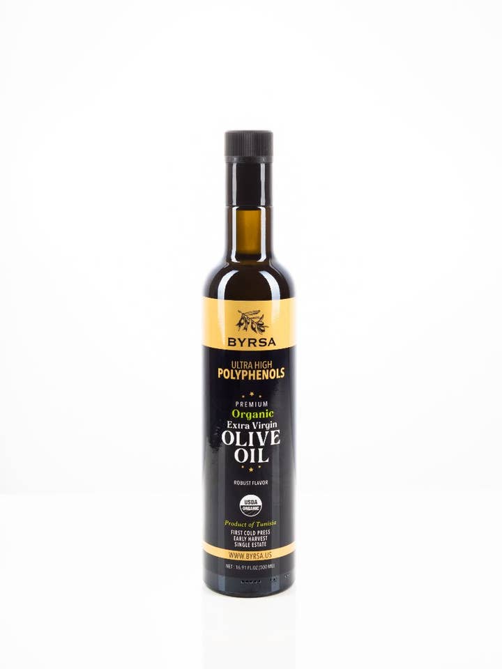 Ultra High Polyphenols Organic First Cold Pressed Olive Oil for wholesale by BYRSA