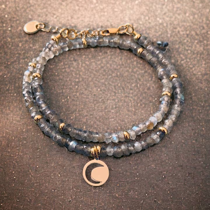 Bracelet lune, bracelet double labradorite pour la vente par Clovers