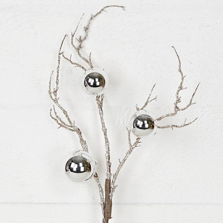 Holiday Depot Inc. - Wholesale Christmas Decoration - 29768- 20in Glitter Twig Pick with Balls-Silver6