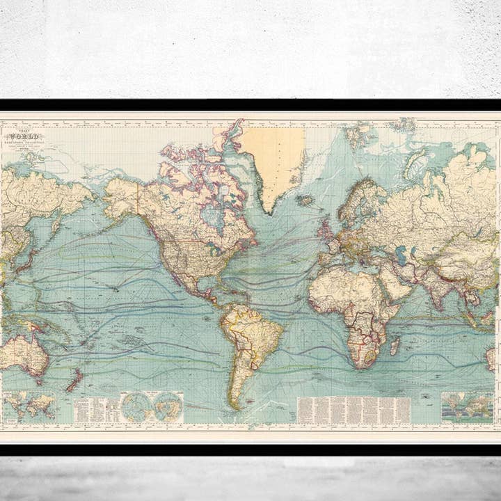 Grande Mappa del Mondo Vintage del 1897 | Regalo Mappa del Mondo Stampa Mappa del Mondo | Mappa del Mondo Vintage | Arte da Parete Mappa del Mondo | Stampa Mappa Grande per la vendita all'ingrosso da parte di OldCityPrints - Old Maps and Posters