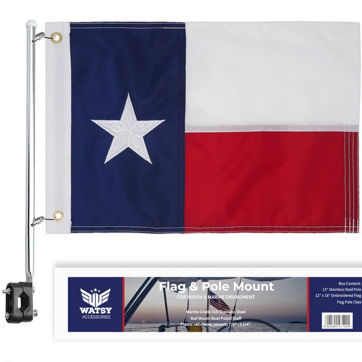 12x18 i Texas State Boat Flag Med Pole Kit Cabin Waterpro for engroshandel hos WATSY