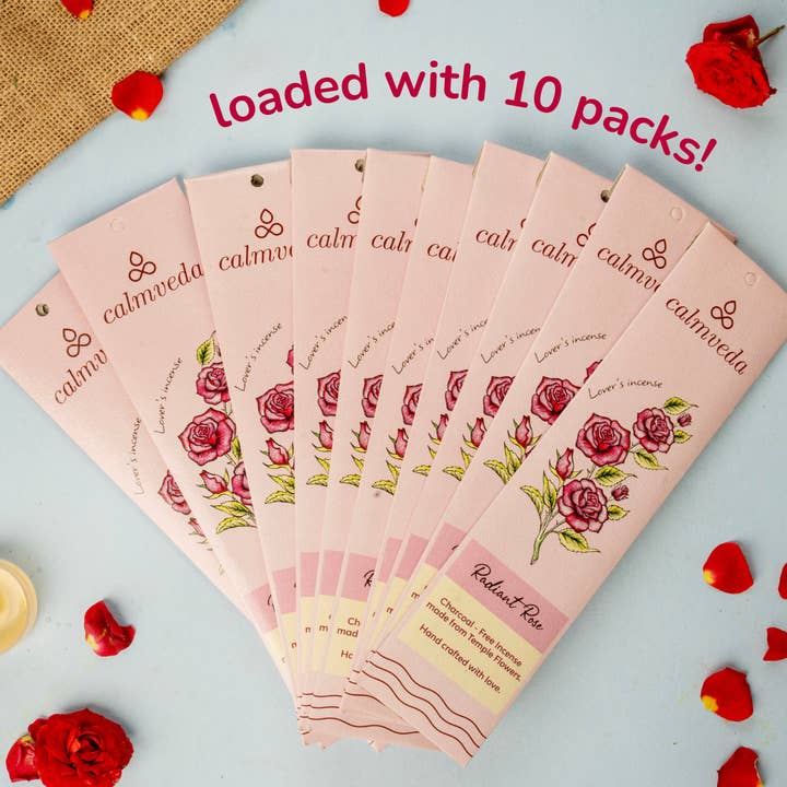 Calmveda Incense & Aromatherapy - Vente Encens - Ensemble de bâtonnets d'encens Radiant Rose (10 x 12 bâtonnets) sans charbon2