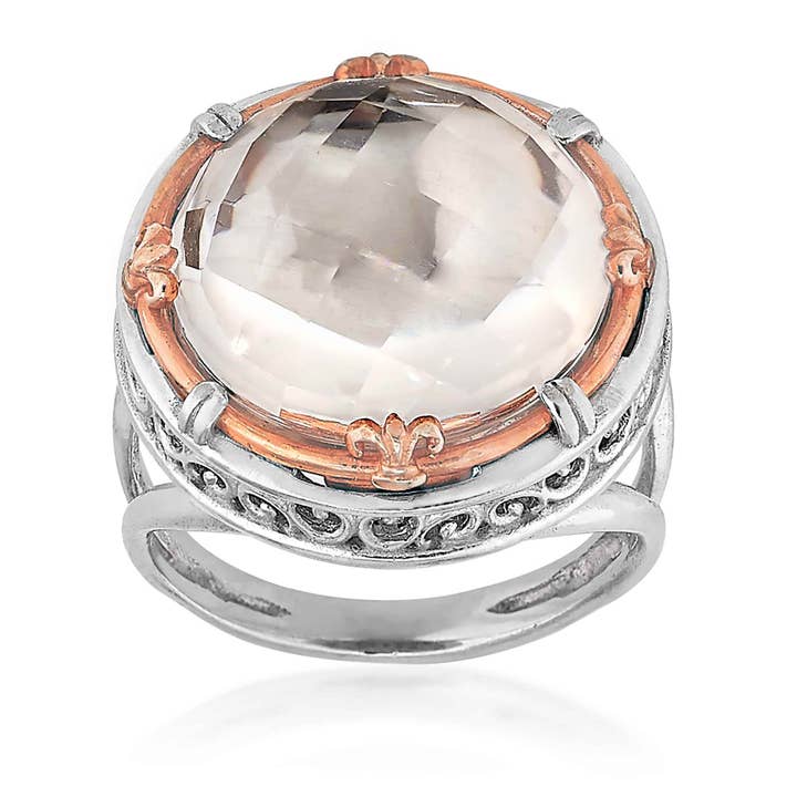 Statement Rock Crystal Ring with Rose Gold Vermeil for wholesale by Anatoli Jewelry