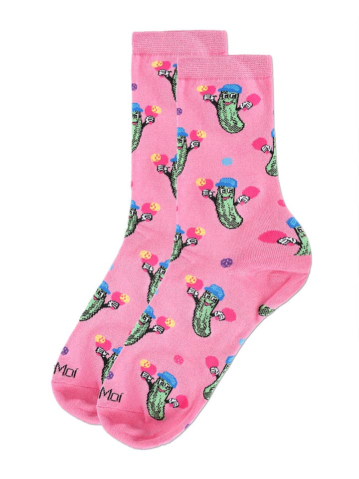 Fuchsia Pink Women's Pickleball Bamboo Blend Crew Sock for wholesale on Faire2