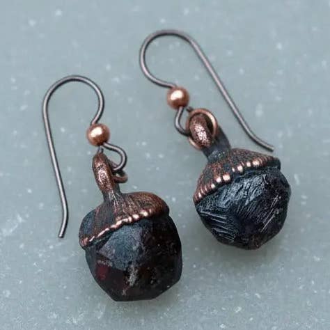 Copper & Garnet Earrings – Case of 2 Pairs for wholesale by Blackbird & Sage Jewelry