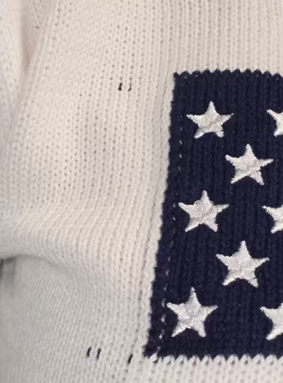 HIDDENBRAND - Wholesale Knit Sweater - Women's - Jacquard knit American flag sweater5