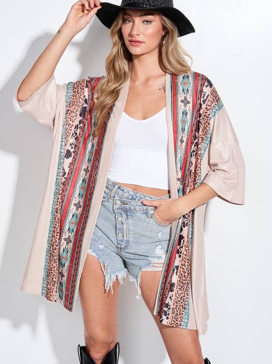 ANIMAL MIX PRINT KIMONO CARDIGAN for wholesale by Peace Love Line