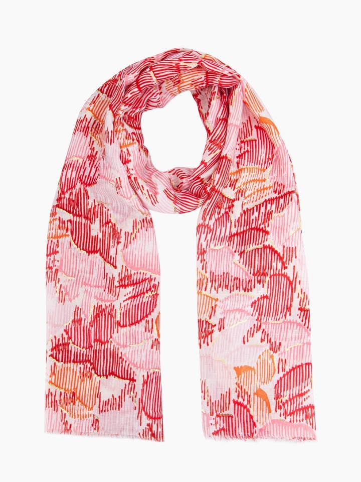 Etta Lightweight Scarf - Pink, Abstract Print for wholesale by Sarta Accessories