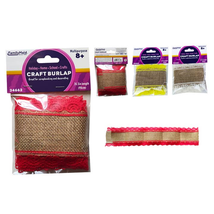Hantverk Jute och Spets 90 cm Längd × 3,5 tum Bredd 6 Blandade för wholesale av Deluxe Import Trading