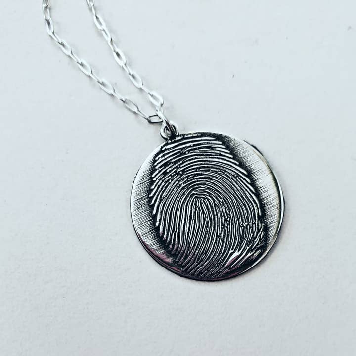 Collar personalizado levantado en relieve de huellas dactilares Sterling para venta al por mayor de Tres Carmela