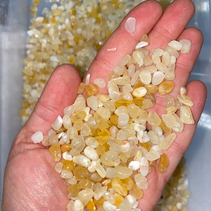 New Moon Beginnings - Wholesale Spiritual Stone/Crystal - Bulk Yellow Calcite Chips (1 lb Bag), Natural Yellow Calcite