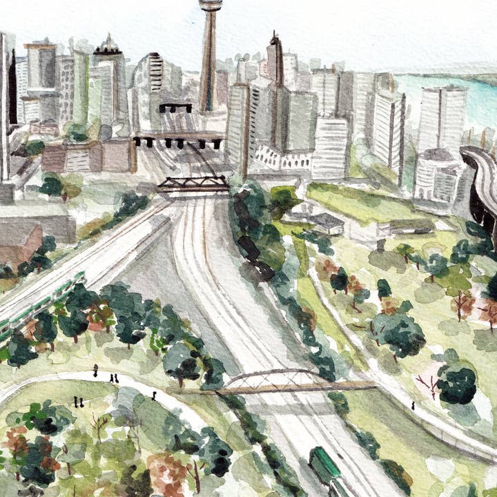 Toronto Cityscape Art Print, CN Tower Wall Poster for wholesale by Medjool Studio Art Print Shop