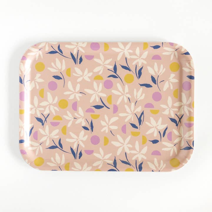 Rosa blommig serveringsbricka för wholesale av Tracy Schifeling Art