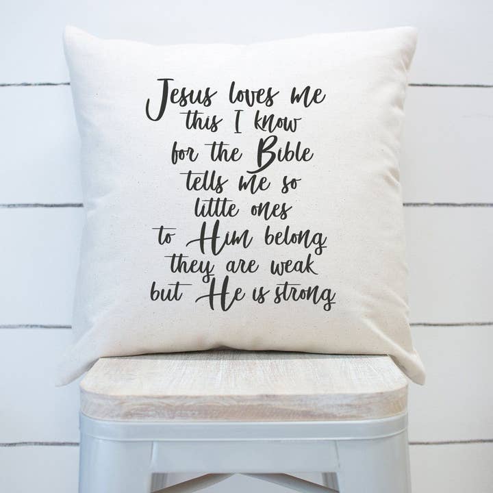 Jesus Loves Me This I Know For The Bible Pillow Cover for wholesale by Rising Tide Vintage
